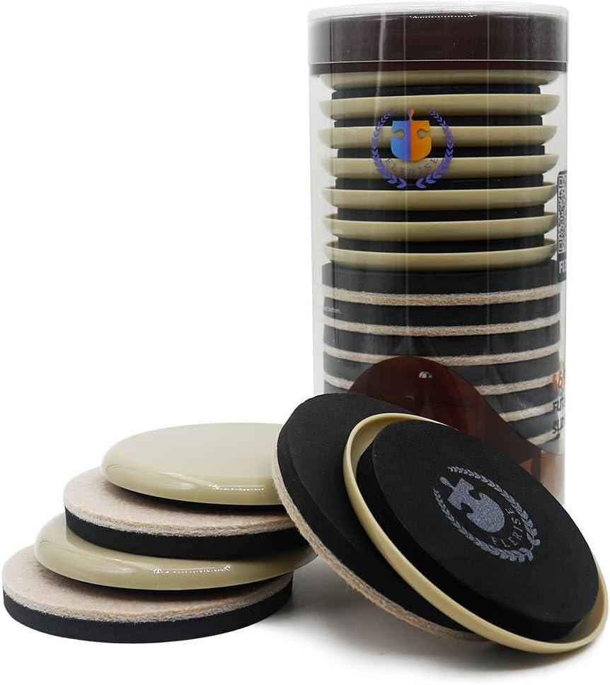 Round Furniture Moving Kit (16 Piece) for Carpeted and Hard Floor Surfaces Felt Pads Suitable for All The Furniture Sliders (3.5 inch)