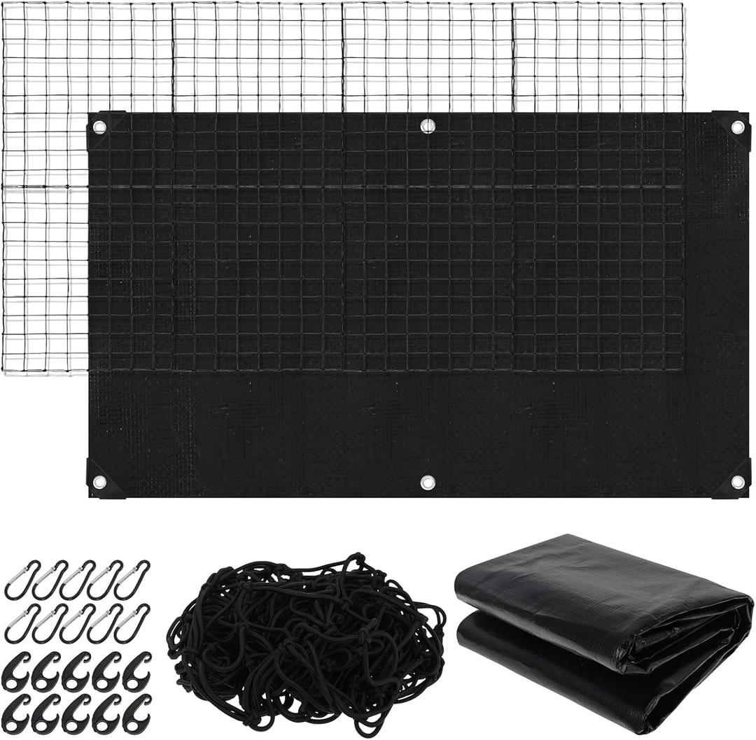 Cargo Net for Pickup Truck Bed 4' x 6' Stretches to 8' x 12' Mesh Bungee Net Cargo Netting with Portable Truck Bed Tarp Cargo Net for Daily and Rainy Day Loading of Trucks
