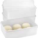 Pizza Dough Proofing Box, Pack of 3 Stackable Proofing Container with Lids, Fits 4-6 Pizza Balls(14.3x9.7 Inches), Professional Dough Box for Firdge, Kitchen, Picnic (Large)