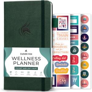 Clever Fox Wellness Planner - Weekly & Daily Health and Wellness Log, Food Journal & Meal Planner Diary for Calorie Counting, Notebook for Medical Condition Tracking  Pocket size (Forest Green)