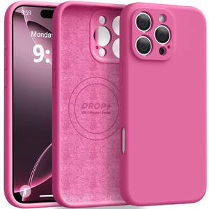 Magnetic for iPhone 16 Pro Case [Compatible with Magsafe] [Premium Silicone Satin-Smooth Touch] Slim Shockproof Anti-Scratch Microfiber Lining Case, 6.3 inch, Pitaya
