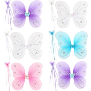 kilofly 12 Sets Angel Butterfly Wings Fairy Wands Princess Dress Up Costume