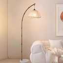 Bamboo Floor lamp Mid Century Rattan Retro Floor Light Bohemian Style LED Tall lamp 3 Color Temperatures for Living Room Bedroom Vintage Rattan lamp Decoration Office Standing Floor lamp
