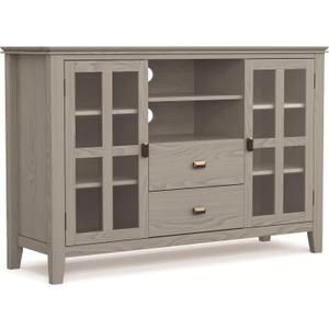 SIMPLIHOME Artisan 53" Wide Solid Wood TV Stand in Fog Grey Contemporary Entertainment Center for Living Room for TVs Up to 60" with Drawers and Cable Management; Entertainment Stand
