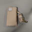 Cavor for iPhone 13 Wallet Case with Card Holder for Women,for iPhone 13 Case with Strap,Crossbody Lanyard and Wristlet Zipper Pocket Phone Cover-Cream