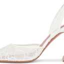 Slingback Mesh Mule Heels for Women with 3.75 Inches Heel (10, White)