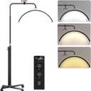 Lash Light for Eyelash Tech, 28'' Large Half Moon Light with Wheels, 4000LM LED Lash Moon Lamp for Eyelash Extensions, Nail/Hair/Skincare Salon, Twist Switch & Phone Holder