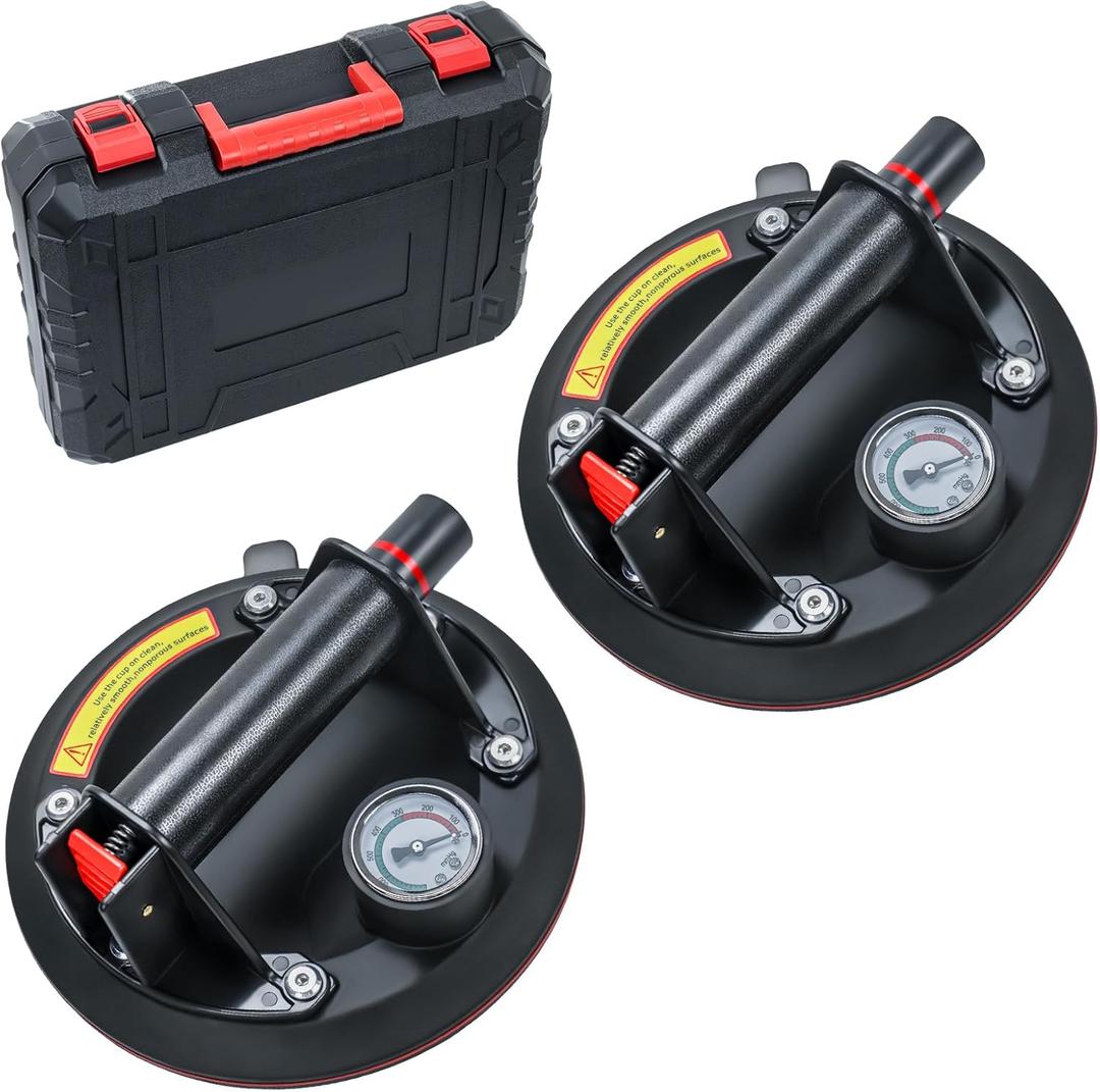 2 Pack 8" Glass Suction Cup to lift Large Glass, Max Load 960lbs Window Suction Cups Heavy Duty, Industrial Vacuum Suction Cups Lifter for Marble, Tile, Granite