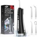 Water Flossers for Teeth-Rechargeable Water Flosser Cordless, 3 Modes Oral Irrigador Dental, IPX7 Waterproof Portable Electric Flosser for Teeth, Gums, Braces Care, for Home and Travel(Black)