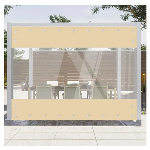 Clear Vinyl Curtains for Patio Enclosure, 23oz Heavy Duty Waterproof Anti-UV and Tear-Resistant Tarpaulin with Grommets, Weatherproof Panels for Porch, Pergola, Gazebo, Balcony, Outdoor, Khaki, 10'Hx10'W