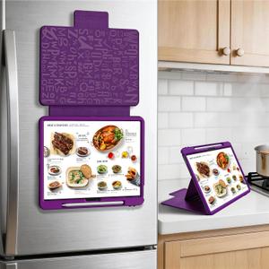2 x BLOSOMEET Kitchen Magnetic Case for iPad Air 13 Inch M4 2025 & M3 2025 & M2 2024, Kitchen Fridge Mount Shell w/Grease-Resistant & Easy-Clean & Splash-Proof, Multi-Angle Stand, Strong Magnet, Purple