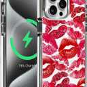 Magnetic for iPhone 13 Pro Max Case, Compatible with MagSafe, Wireless Slim Clear Shockproof Protective Cover for Women Girl - Red Lips