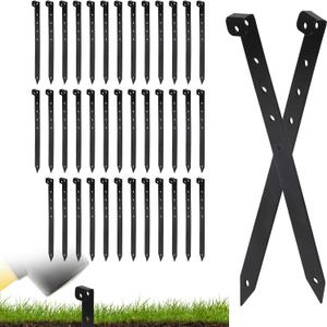 Metal Landscape Edging Stakes, 10 Inch Garden Stakes Carbon Steel Landscape Anchoring Stake for Grass Barriers, Landscape Edging Coil, Terrace Board, Garden Liner, 40 Pcs