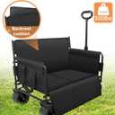 Wagon Bench Love Seat: Collapsible Heavy Duty Wagon - 500 LBS Beach Cart with Big Wheels for Sand Camping Shopping Sports