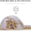 Parlovable Women's Fuzzy Slippers Comfy Cross Band House Shoes Memory Foam Open Toe Indoor Gifts for Ladies (7-8, Tip Camel)