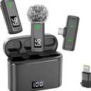 Wireless Lavalier Microphone for iPhone 17/16/15 Android - Mini Phone Microphone Clip on Lapel Mic with 35H Charging Case for Video Recording TikTok YouTube, 75Ft Transmission