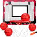 Indoor Mini Basketball Hoop Set Gift for Kids Adults, Upgrade Over Door Hoop with 4 Rubber 6" Balls, Wall Mount Hoop for Bedroom Yard, Christmas Stocking Stuffer Gift for Boys Teen (Red)