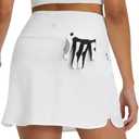 M MAELREG Tennis Skirts for Women Stretchy Mini Lined Shorts Dressy Casual Skort High Waisted Tummy Control Golf Skirts White (XL)