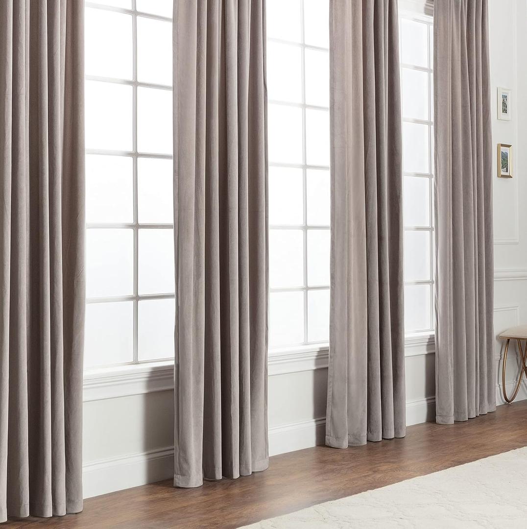 Chanasya Premium Solid Velvet Curtains - Classy and Solid Drapes for Living Room or Bedroom - 52" x 84" - Taupe, 2 Panels