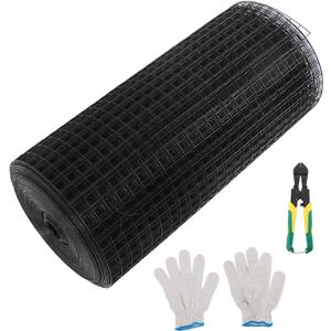 Hardware Cloth 24 in x 100 ft 1 in, Chicken Wire Fence with Pliers and Glove (16 Gauge), for Chicken Coop, Screen mesh, Rabbit Fence and Poultry Enclosures (Black)
