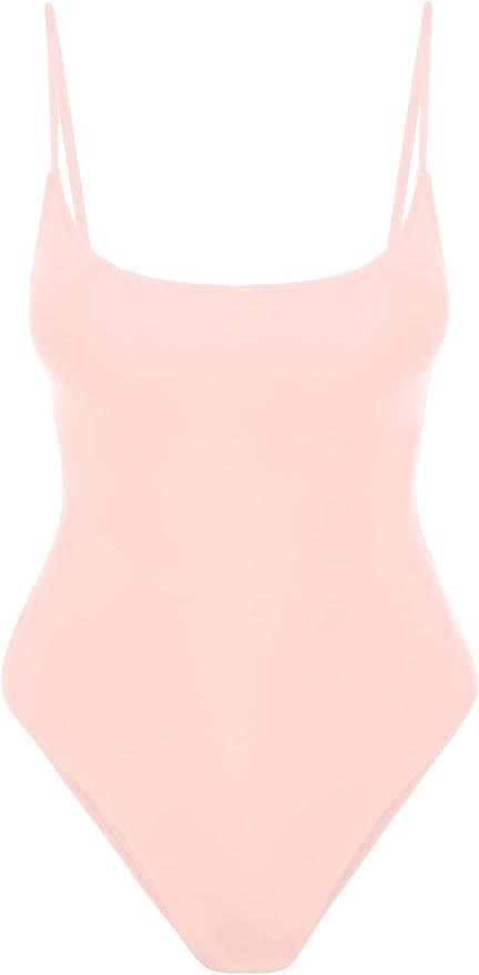 Narecte Sexy One Piece Bathing Suit for Women Tummy Control High Cut One Piece Swimsuit Womens Swim Suit, Pink, Size XL