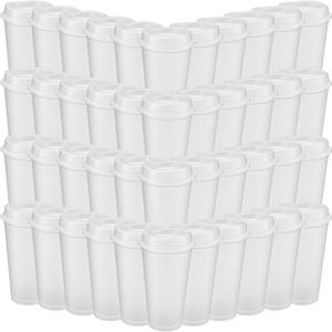 Honeydak 45 Pack 16 oz Reusable Coffee Cups with Lids Water Bottle Iced Coffee Travel Mug Reusable Portable Plastic Tea Tumblers Bulk for Hot and Cold Drinks Birthdays Party(Stylish,Clear)
