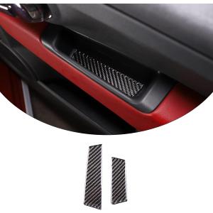 Compatible with Fiat 500 2010-2024 Abarth 595 2014-2024 Soft Carbon Fiber 3D Sticker Car Door Armrest Slot Storage Mat Stickers Interior Car Accessories (Black Carbon Fiber)