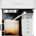 Chefman CafMaster Pro Espresso Machine, Brew Single or Double Shots, Coffee Maker with Built-In Milk Frother for Cappuccino & Latte, XL 1.8 Liter Removable Water Reservoir - Stainless Steel