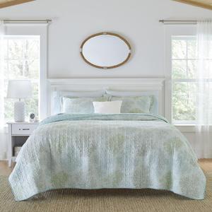 Laura Ashley - King Quilt Set, Reversible Cotton Bedding with Matching Shams, Pre-Washed Home Decor for Added Softness (Saltwater Blue, King)