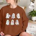 UNIQUEONE Halloween Sweatshirts for Women Ghost Reading Books Sweater Cute Spooky Bookish Shirt Fall Pullover Tops (Brown, XXL)