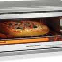 Hamilton Beach 4-Slice Toaster Oven with 5 Cooking Modes (Bake, Broil, Keep Warm Toast & Bagel) with Stay On & Auto Shutoff, 2 Rack Positions, 1100 Watts and 3 Accessories, Stainless Steel