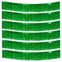 6P Light Green Wavy Metallic Foil Fringe Banner Tinsel Banner Backdrop Garland Curtains for Parade Floats Wedding Birthday Parties Decoration Halloween Christmas