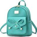 I IHAYNER Girls Bowknot Cute Leather Backpack Mini Backpack Purse for Women Turquoise (8.7in*5.9in*10.2in)