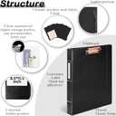 Etzul Hardcover 3 Ring 1 Inch Leather Binder, Letter Size Dividers With Tabs, PVC Zipper Pouch, Professional Organizer, Faux Classic Black Leather