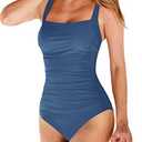 Upopby Women's Vintage Padded Push up One Piece Swimsuits Tummy Control Bathing Suits Plus Size XXL  Swimwear