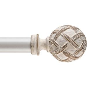 Ycolnaefllr 1 Inch Diameter Single Curtain Rod for Windows Decorative Drapery Rods Adjustable Length from 84 to 120 Inch,Adjustable Single Window Curtain Rod with Resin Finial, Weathered White