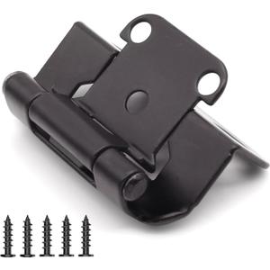 60 Pack 30 Pairs 1/2" Semi Wrap Overlay Hinges - Black, Modern Style, Metal, Painted Finish
