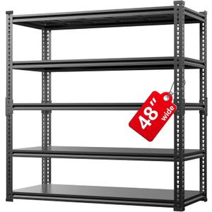 Garage Shelving, 48" Wide 5-Tier 3000lbs, Boltless Assembly, Adjustable Large Garage Storage Shelves, 48" W x 24" D x 72" H Heavy Duty Storage Rack