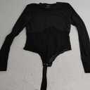 Women's Mesh Bodysuit Long Sleeve Body Suits Sexy Black Large