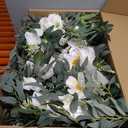 TINGE TIME 9FT Artificial Flower Garland, Handcrafted Eucalyptus Garland with Flowers, Floral Vine for Wedding Decoration Reception Sweetheart Table (IvoryWhite)