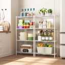 HOMEFORT 4-Shelving Unit, Adjustable Wire Shelving, Metal Wire Shelf Rack Organizer for Kitchen, Pantry, Closet, Bathroom, Laundry, White,21" W x 11" D x 41" H, 21"W x 11"D x 43"H