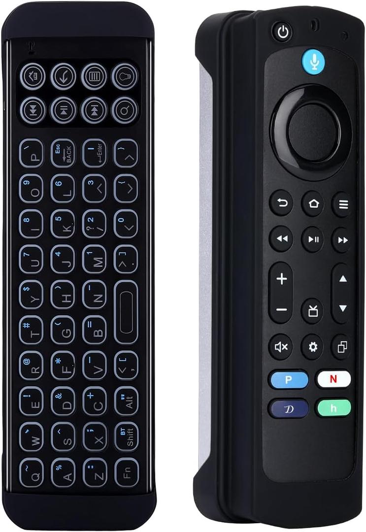 iPazzPort Mini Bluetooth Wireless Keyboard with Voice-Remote-Control Case for TV-Stick 4k Max/TV Cube and Compatible with Insignia/Toshiba/Pioneer Fires Smart TVs.