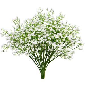 Gypsophila Artificial Flowers, Pack of 5 White Gypsophila Plants for Wedding Bridal Bouquets Decoration (White)