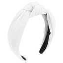 Top Knotted Headband for Women Girls, Wide Fashion Headbands with Knot for Womens Hair, Cute Thick Fabric Non-Slip Hair Bands (White)
