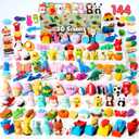JOYIN 144Pcs Animal Erasers for Kids, Cute Pencils Erasers Bulk, Desk Pets Puzzle for Classroom Rewards Back to School Supplies Party Favors Treasure Box Toys Gifts