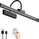 Bridika Picture Light Battery Operated, 19.7in Picture Lights for Wall, 3 Colors & Brightness Dimmable, Rechargeable Art Light for Paintings Photo Dartboard Gallery Bedroom Bathroom Black