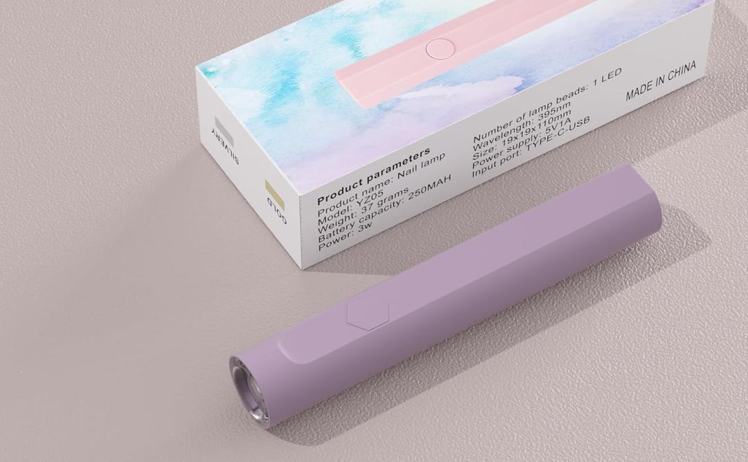 Mini UV Light for Gel Nails, Small Nail Cure Light, Flash Cure Lamp for Gel Nails, LED Nail Lamp for Gel Polish, Manicure USB Nail Dryer for Fast Curing at Salon Home DIY Frosted Purple