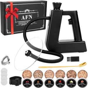 Cocktail Smoker Kit With Torch, 6 Flavors Wood Chips, Drink/Bourbon/Old Fashioned Smoker Kit, Whiskey Gifts for Men, Dad, Husband,Boss, Boyfriend (Without Butane) (Black)