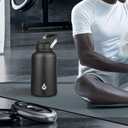 BJPKPK 1 Gallon Water Bottle Insulated, Dishwasher Safe 128oz Large Water Jug with Metal Handle & BPA Free Spout Lid, Stainless Steel Metal Jug for Gym, Sports & Hiking, Black