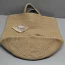 Mkono Tall Wicker Laundry Basket Woven Storage Basket Decorative Natural Rope Basket Wooden Bead Decoration for Blankets,Toys,Clothes,Shoes,Plant Organizer Bin with Handles Living Room 15"Wx17.7"L (Brown)